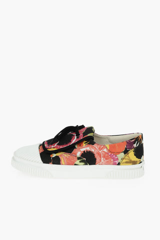 Sneakers In Tessuto Stampato Con Patta Frontale