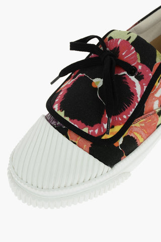 Sneakers In Tessuto Stampato Con Patta Frontale