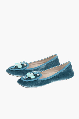 Velvet Loafers With Crystals