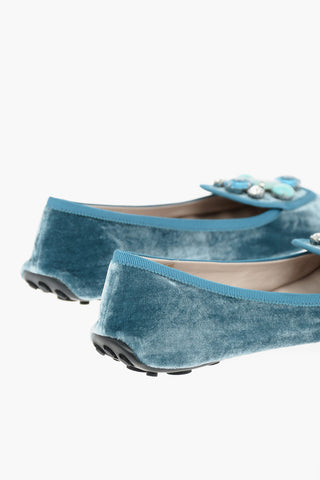 Velvet Loafers With Crystals