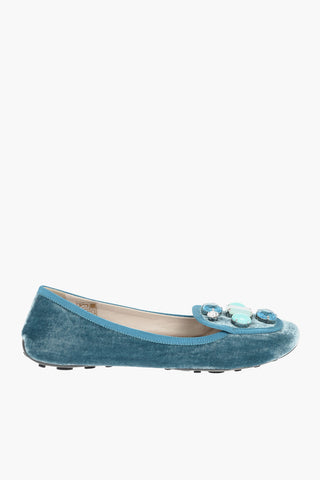 Velvet Loafers With Crystals
