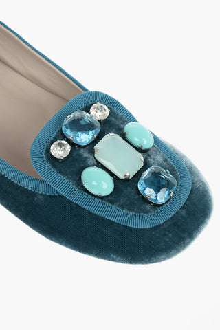 Velvet Loafers With Crystals