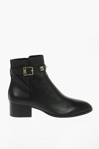 Studded Leather BRITTON Ankle Boots With Side Zip 5 cm