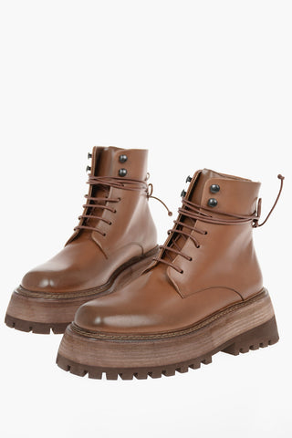 Leather Zipped QUADRARMATA Combat Boots With Tank Sole