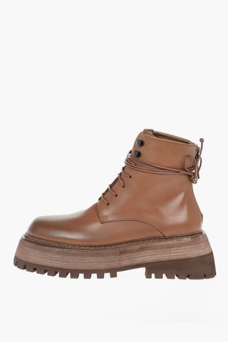 Leather Zipped QUADRARMATA Combat Boots With Tank Sole