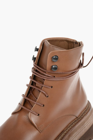 Leather Zipped QUADRARMATA Combat Boots With Tank Sole