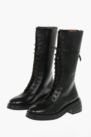 Leather FONDELLO Laced Up Combat Boots 6 cm