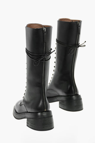 Leather FONDELLO Laced Up Combat Boots 6 cm
