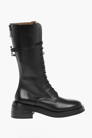 Leather FONDELLO Laced Up Combat Boots 6 cm