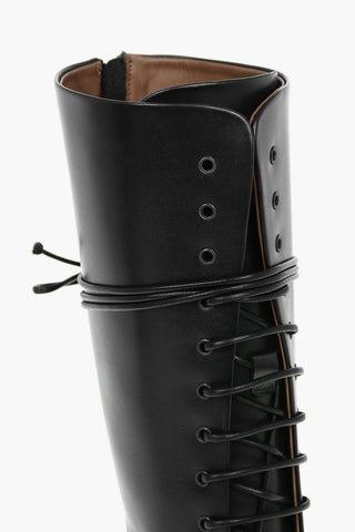 Leather FONDELLO Laced Up Combat Boots 6 cm