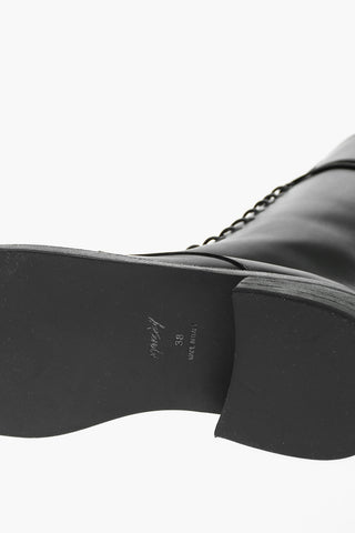 Leather FONDELLO Laced Up Combat Boots 6 cm