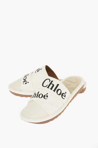 Logoed Canvas and Leather WOODY Slippers