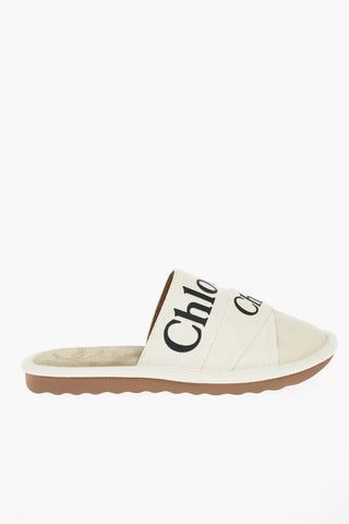 Logoed Canvas and Leather WOODY Slippers