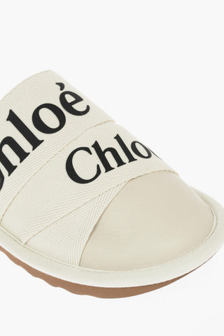 Logoed Canvas and Leather WOODY Slippers