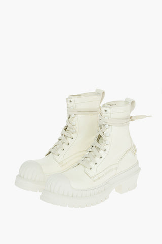 Leather combat Boots With Platform Sole