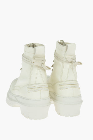 Leather combat Boots With Platform Sole