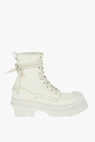 Leather combat Boots With Platform Sole