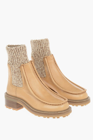 Leather JAMIE Boots With Knitted Ankle