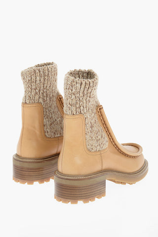 Leather JAMIE Boots With Knitted Ankle