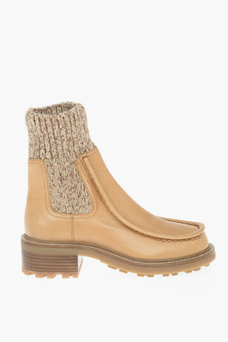 Leather JAMIE Boots With Knitted Ankle