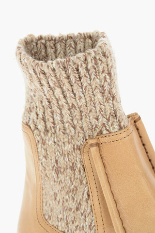 Leather JAMIE Boots With Knitted Ankle