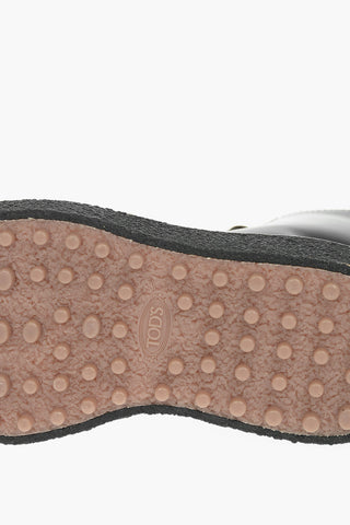 Leather Combat Boots With Platform Sole And Buckle