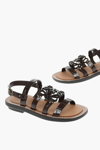Printed Leather Sandals