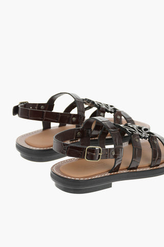 Printed Leather Sandals