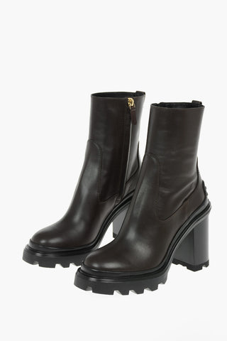 Stivaletti In Pelle Con Chiusura Zip 9 cm
