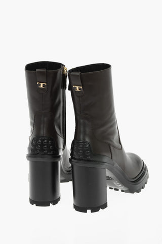 Leather Booties With Zip Closure 9 cm