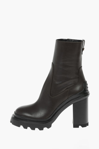Stivaletti In Pelle Con Chiusura Zip 9 cm