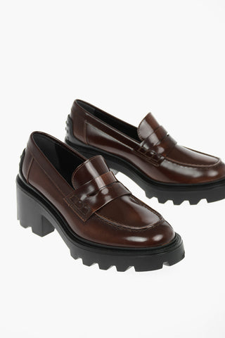 Leather Loafers With Tank Sole 6 cm