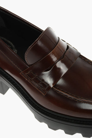 Leather Loafers With Tank Sole 6 cm