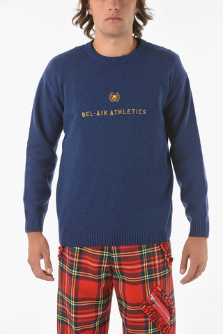 Wool Blend  ACADEMY Crew-neck Sweater with Logo Embroidery