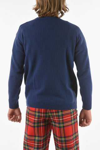 Wool Blend  ACADEMY Crew-neck Sweater with Logo Embroidery
