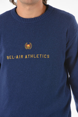 Wool Blend  ACADEMY Crew-neck Sweater with Logo Embroidery