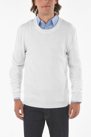 MM14 Cotton and Wool Sweater with Suede Detail