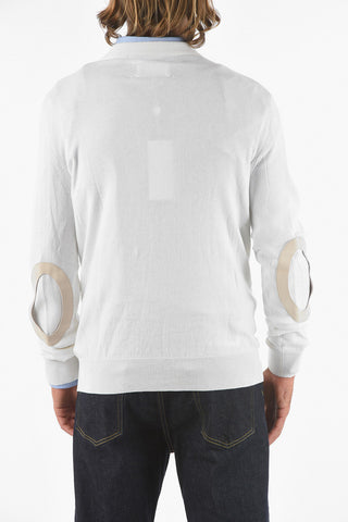 MM14 Cotton and Wool Sweater with Suede Detail