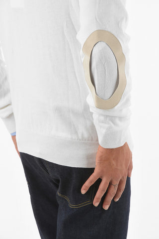 MM14 Cotton and Wool Sweater with Suede Detail