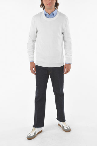 MM14 Cotton and Wool Sweater with Suede Detail