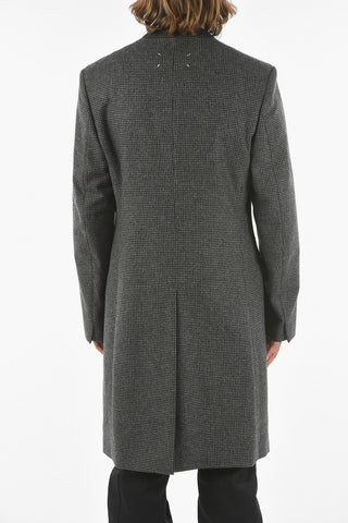 MM14 Houndstooth Wool Coat with Hidden Closure