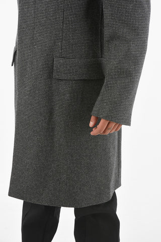 MM14 Houndstooth Wool Coat with Hidden Closure