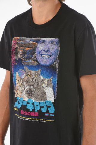 T-shirt girocollo RETRO POSTER con Maxi Ricamo