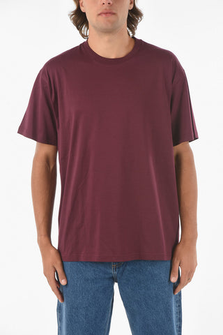 Crewneck T-shirt with Embossed Lettering Print