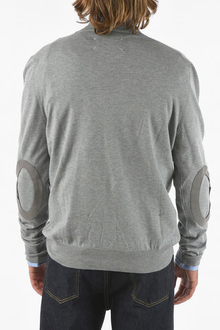 MM14 solid color cardigan with leather application