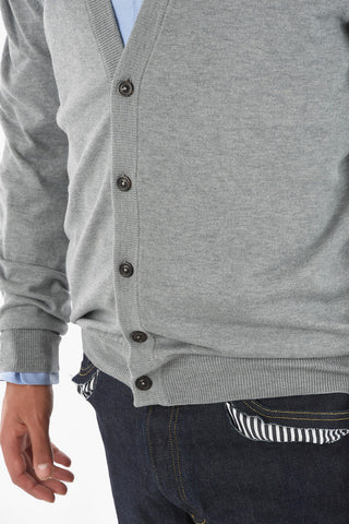 MM14 solid color cardigan with leather application