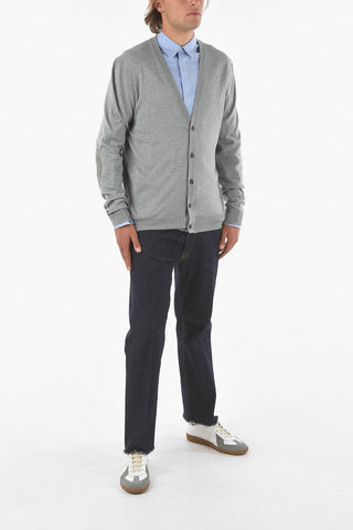 MM14 solid color cardigan with leather application