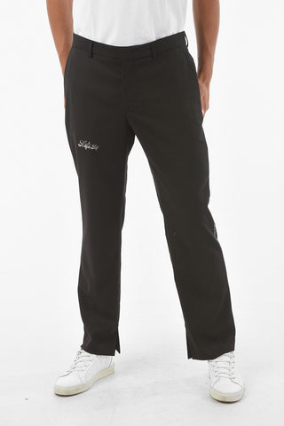 printed 4 pockets pants with ankle split