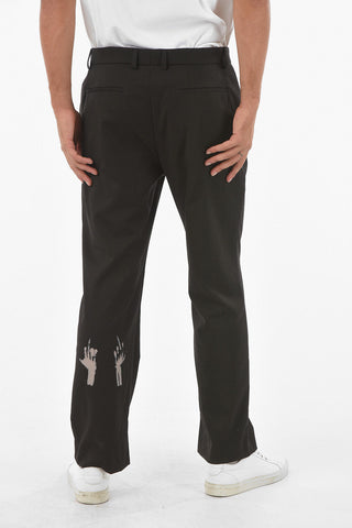 printed 4 pockets pants with ankle split