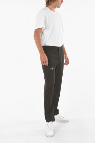 printed 4 pockets pants with ankle split